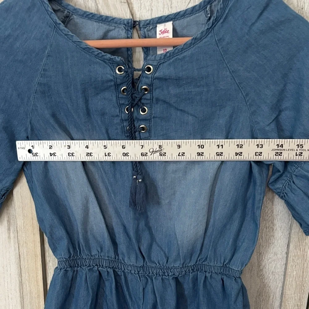 Blue Lace-Up Justice Chambray Romper